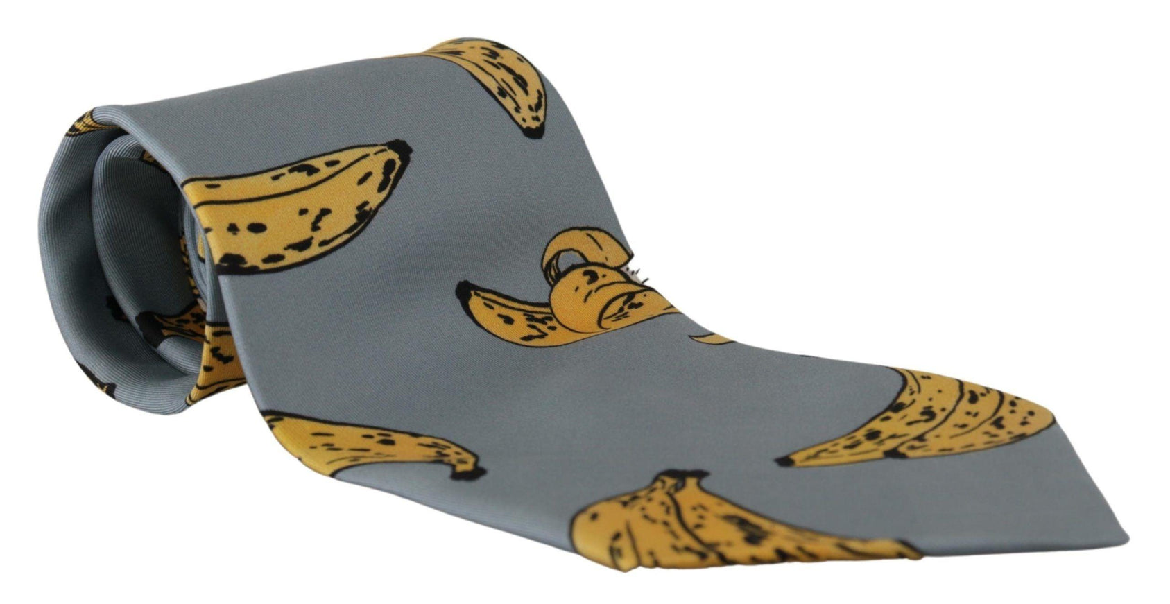 Dolce & Gabbana Blue Yellow Banana Print Necktie Accessory 100%Silk Tie - Ellie Belle