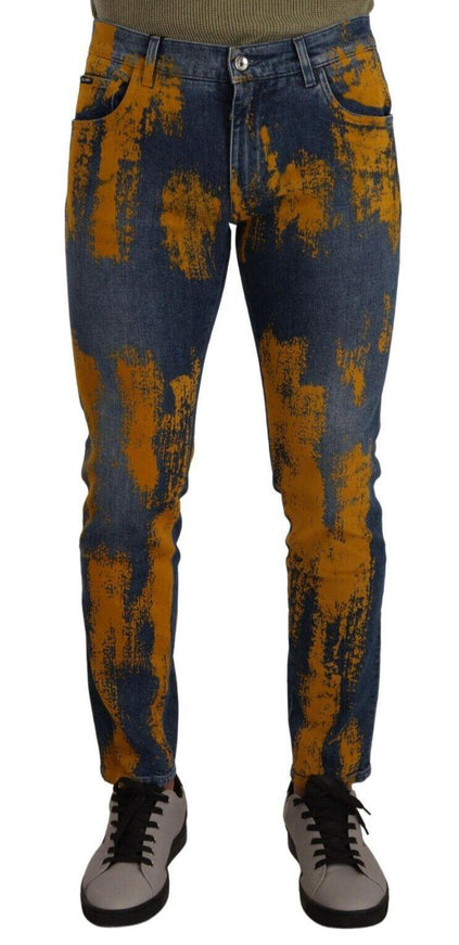 Dolce & Gabbana Blue Yellow Dye Cotton Skinny Men Denim Jeans - Ellie Belle