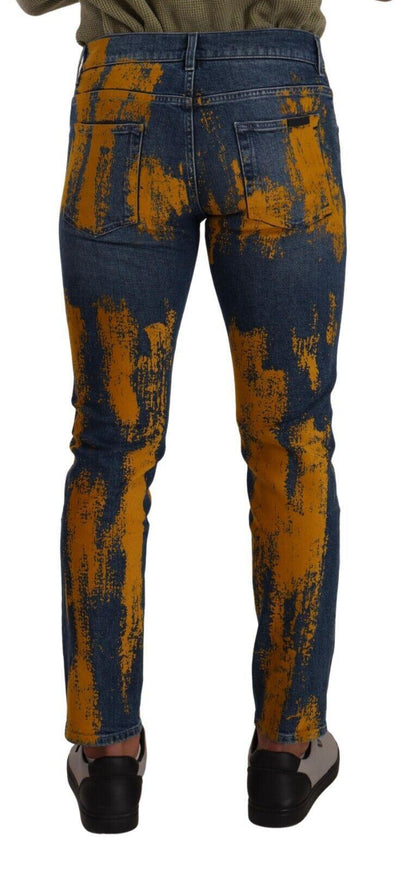 Dolce & Gabbana Blue Yellow Dye Cotton Skinny Men Denim Jeans - Ellie Belle