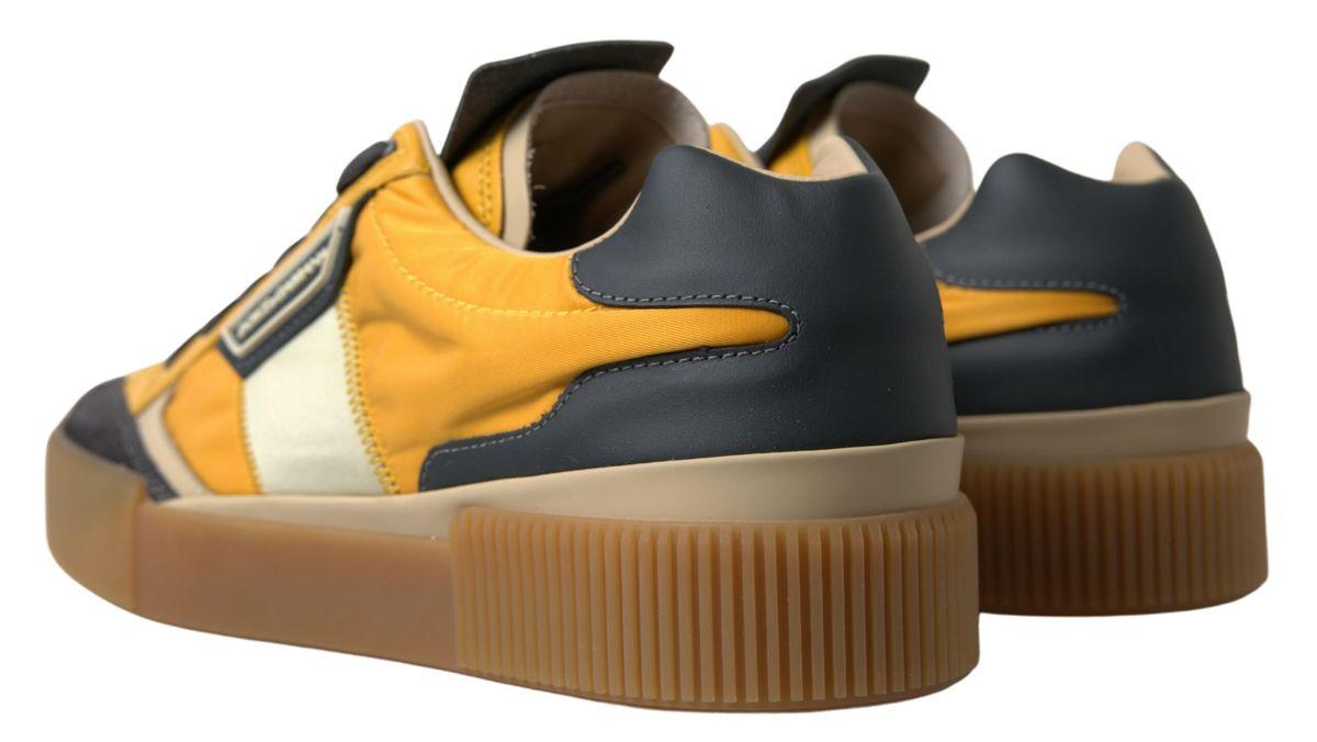 Dolce & Gabbana Blue Yellow Nylon Leather Sneakers Shoes - Ellie Belle