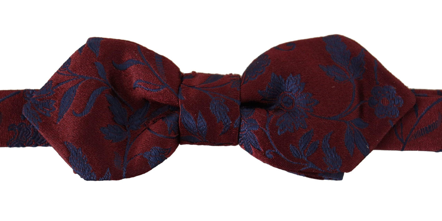 Dolce & Gabbana Bordeaux Blue Flower Patterned Papillon Tie - Ellie Belle