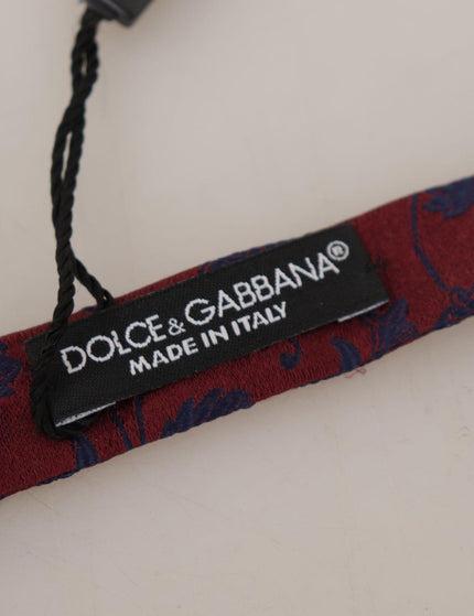 Dolce & Gabbana Bordeaux Blue Flower Patterned Papillon Tie - Ellie Belle