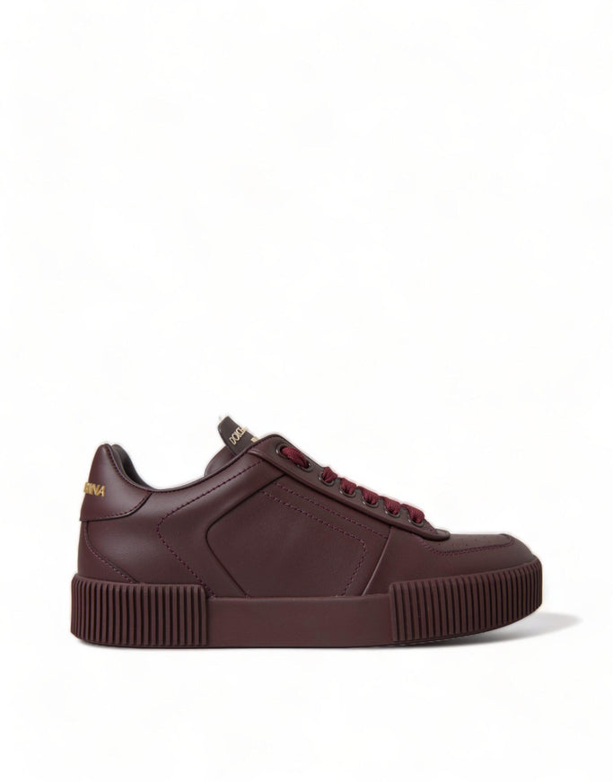 Dolce & Gabbana Bordeaux Calfskin D.N.A Milano Sneakers Shoes - Ellie Belle