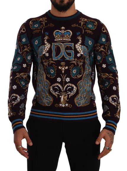 Dolce & Gabbana Bordeaux Cashmere DG Crown Embroidered Sweater