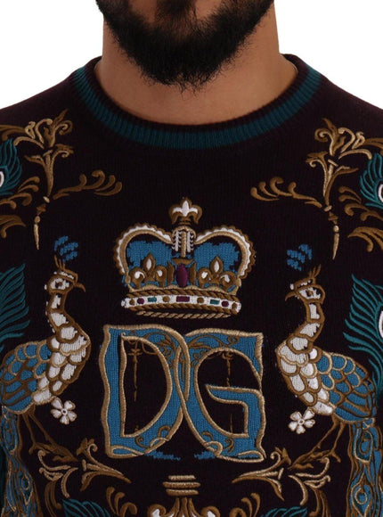 Dolce & Gabbana Bordeaux Cashmere DG Crown Embroidered Sweater