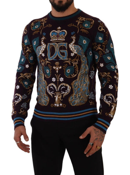 Dolce & Gabbana Bordeaux Cashmere DG Crown Embroidered Sweater