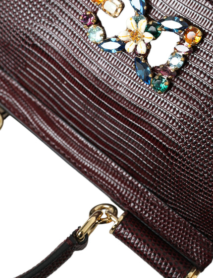 Dolce & Gabbana Bordeaux DG Crystal Leather Top Handle Satchel Bag - Ellie Belle