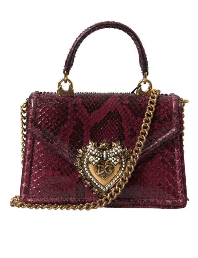 Dolce & Gabbana Bordeaux Exotic Leather DEVOTION HEART Top Handle Shoulder Bag - Ellie Belle