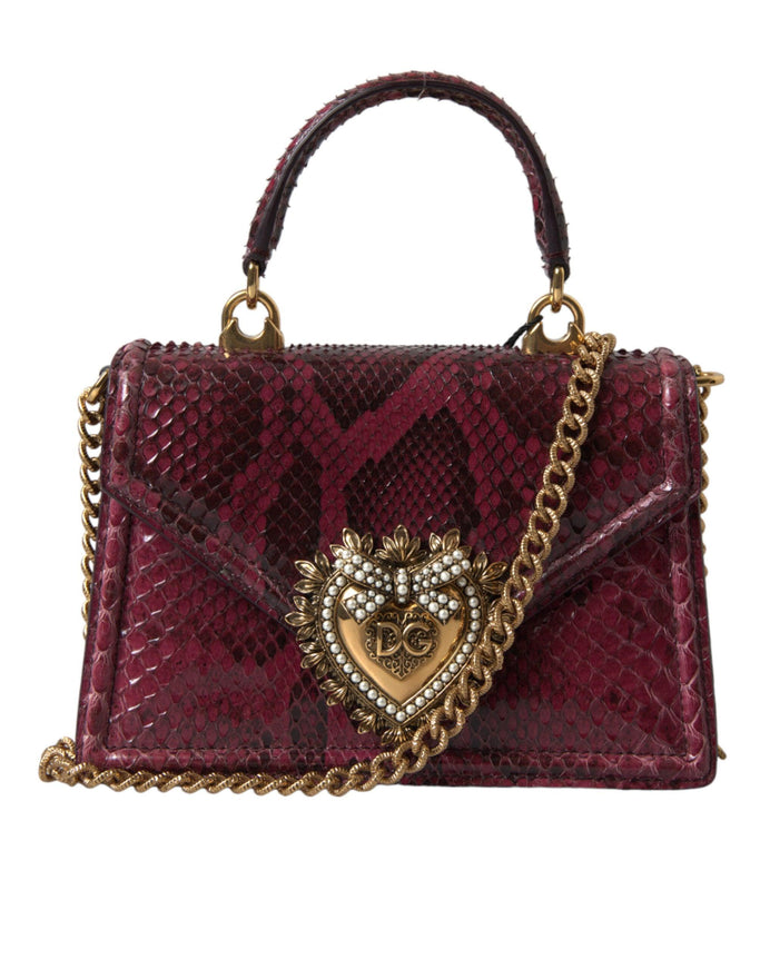 Dolce & Gabbana Bordeaux Exotic Leather DEVOTION HEART Top Handle Shoulder Bag - Ellie Belle