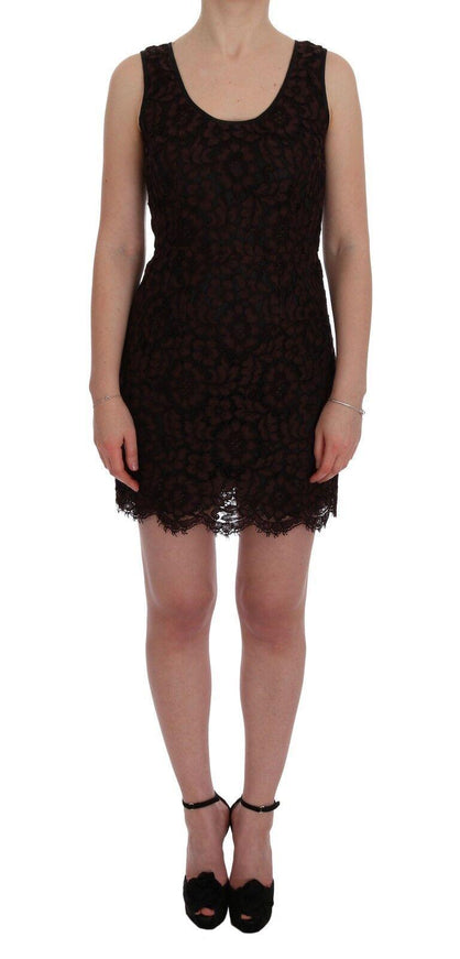 Dolce & Gabbana Bordeaux Floral Lace Ricamo Sheath Dress - Ellie Belle