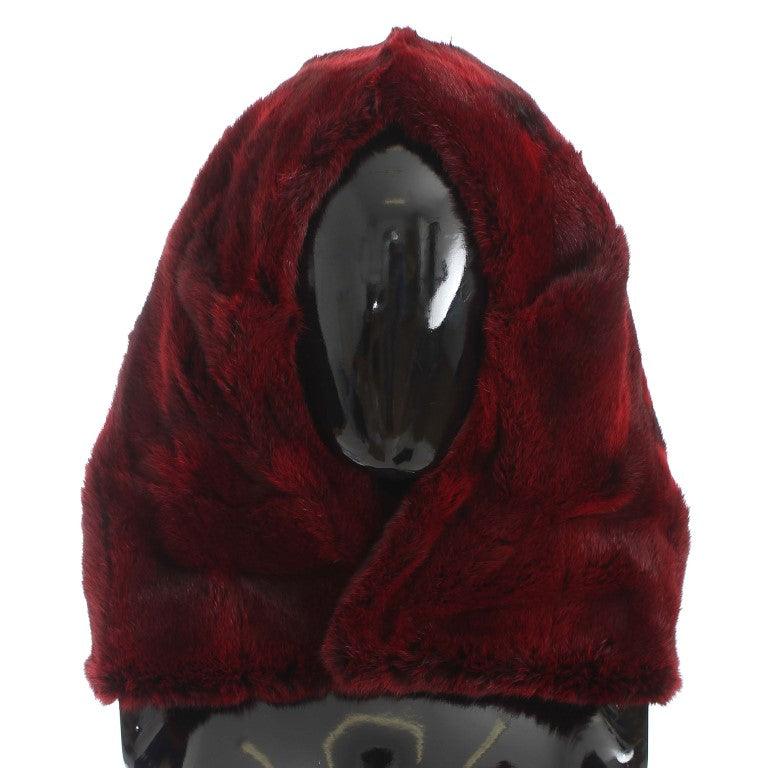 Dolce & Gabbana Bordeaux Hamster Fur Crochet Hood Scarf Hat - Ellie Belle