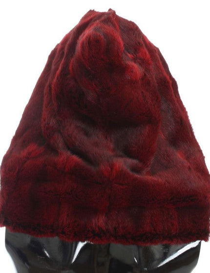 Dolce & Gabbana Bordeaux Hamster Fur Crochet Hood Scarf Hat - Ellie Belle
