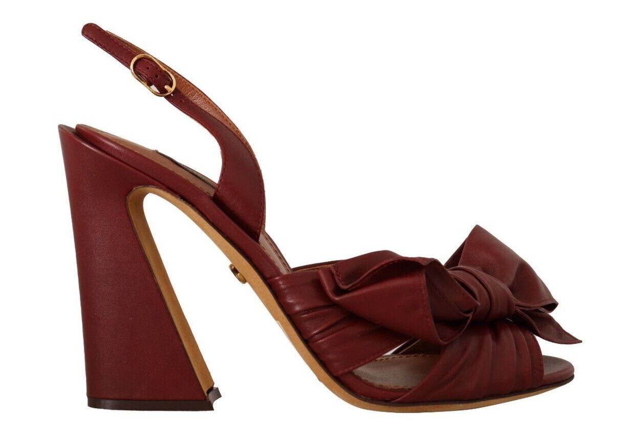 Dolce & Gabbana Bordeaux Leather Ankle Strap Heel Sandals Shoes - Ellie Belle