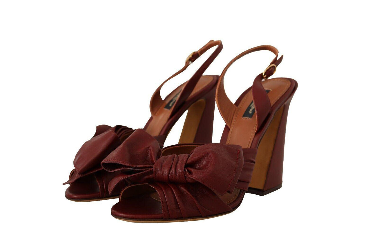 Dolce & Gabbana Bordeaux Leather Ankle Strap Heel Sandals Shoes - Ellie Belle