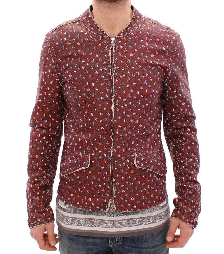 Dolce & Gabbana Bordeaux Leather Boxer Print Jacket Coat - Ellie Belle