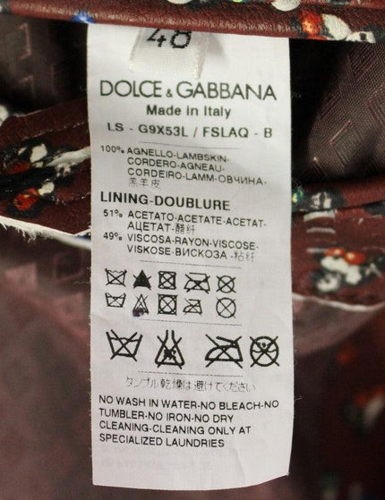 Dolce & Gabbana Bordeaux Leather Boxer Print Jacket Coat - Ellie Belle