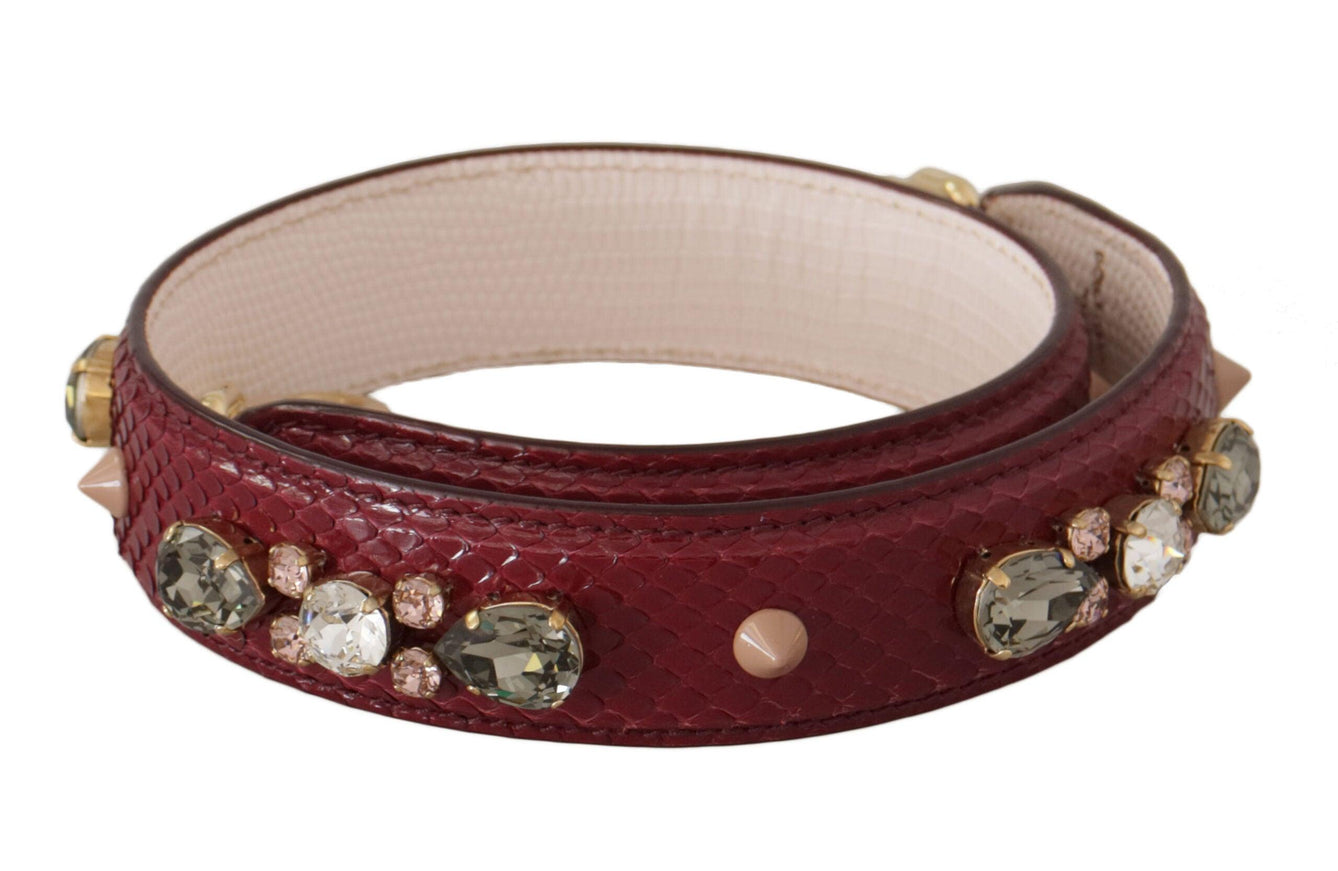 Dolce & Gabbana Bordeaux Leather Crystals Bag Shoulder Strap - Ellie Belle