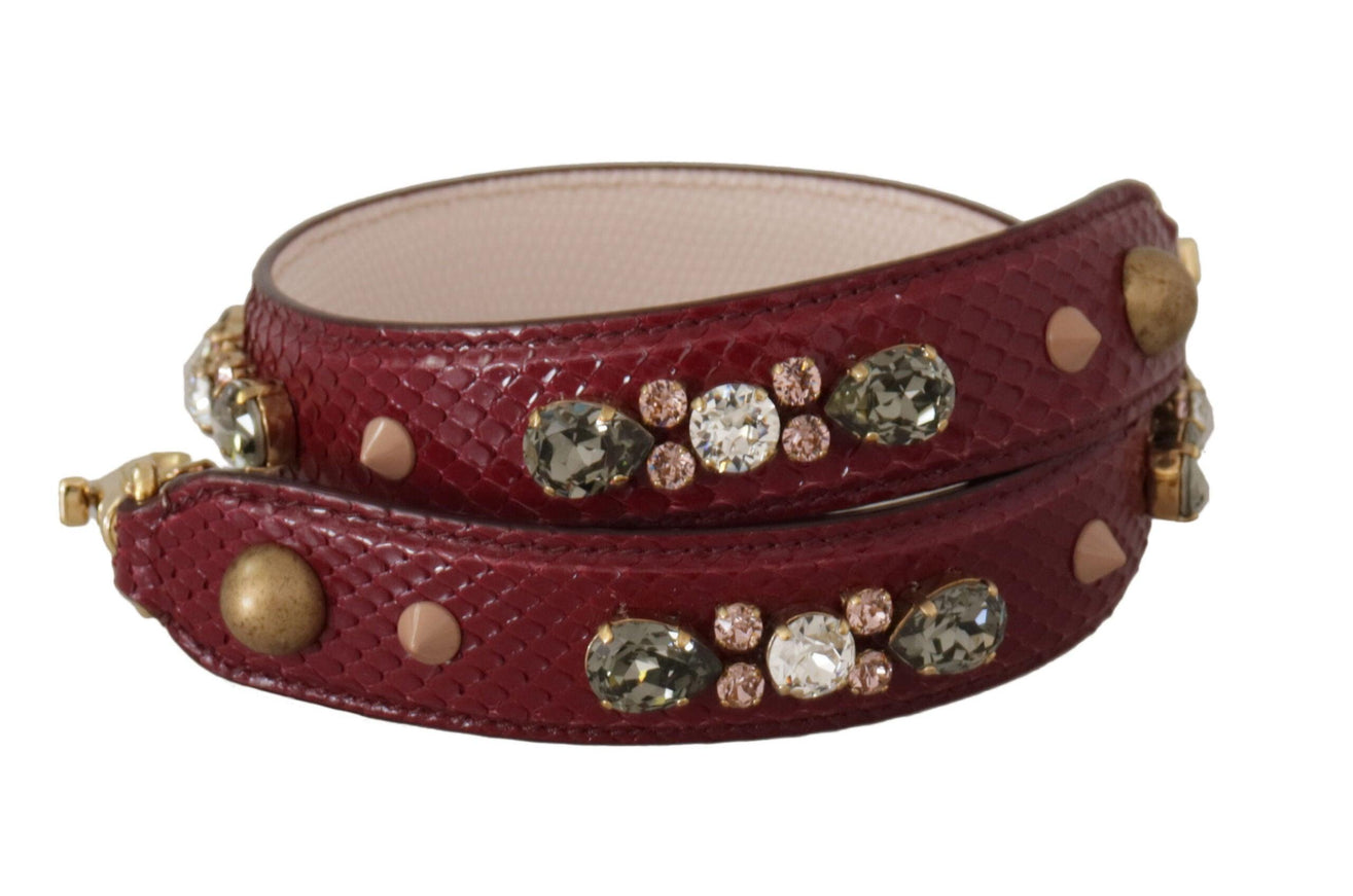 Dolce & Gabbana Bordeaux Leather Crystals Bag Shoulder Strap - Ellie Belle