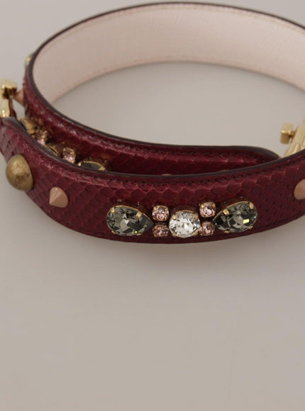 Dolce & Gabbana Bordeaux Leather Crystals Bag Shoulder Strap - Ellie Belle