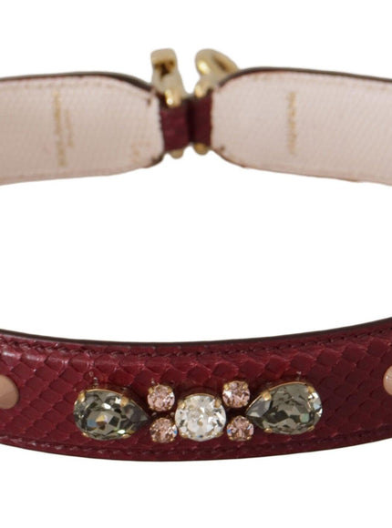 Dolce & Gabbana Bordeaux Leather Crystals Bag Shoulder Strap - Ellie Belle
