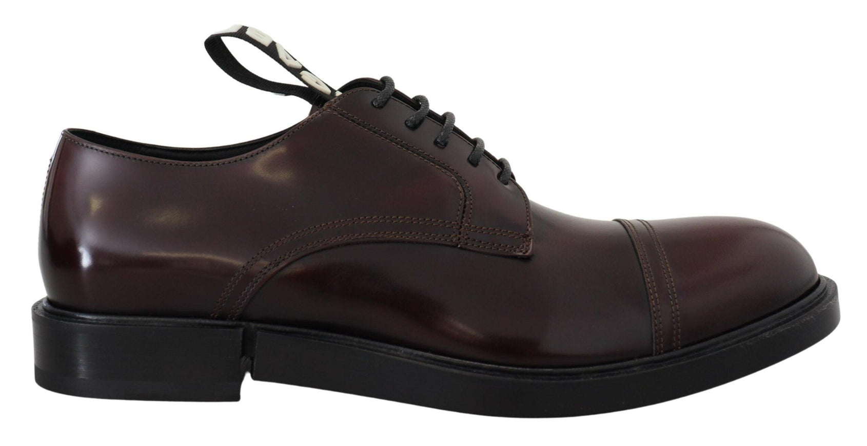 Dolce & Gabbana Bordeaux Leather Derby Dress Formal Shoes - Ellie Belle