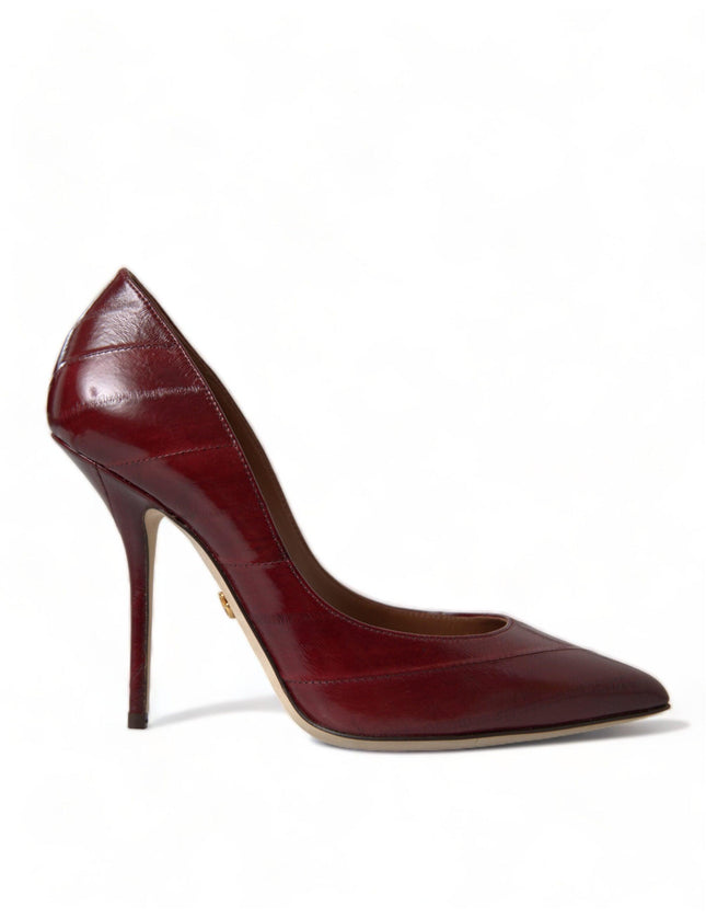 Dolce & Gabbana Bordeaux Leather Eelskin Pumps Heels Shoes - Ellie Belle