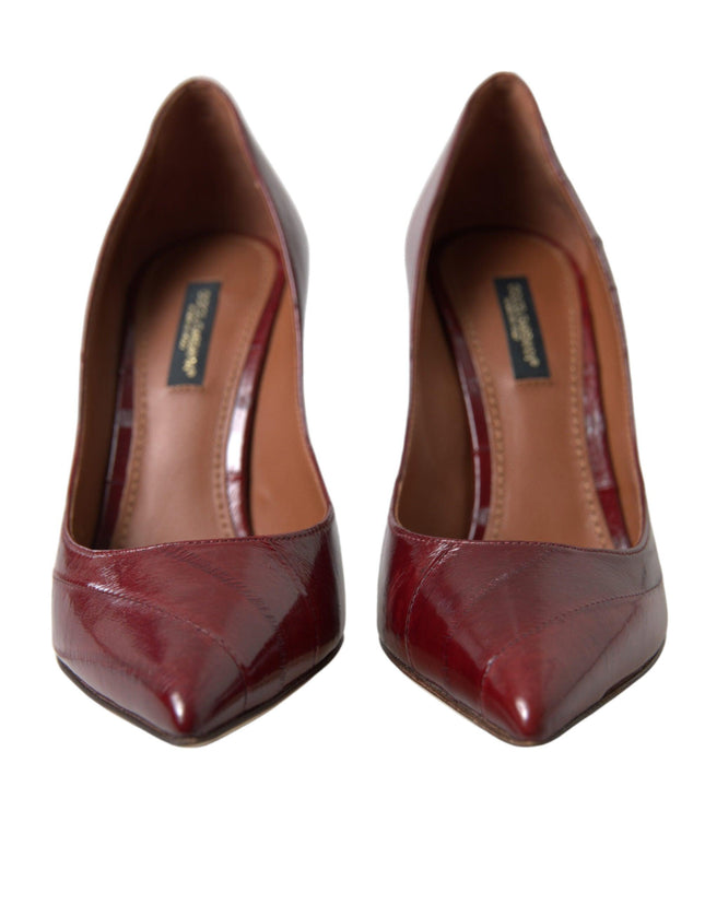 Dolce & Gabbana Bordeaux Leather Eelskin Pumps Heels Shoes - Ellie Belle