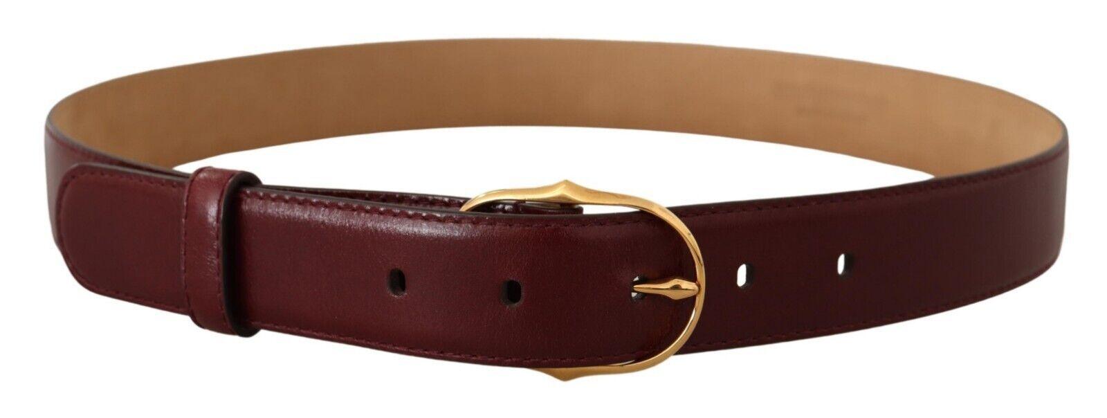 Dolce & Gabbana Bordeaux Leather Gold Metal Oval Buckle Belt - Ellie Belle