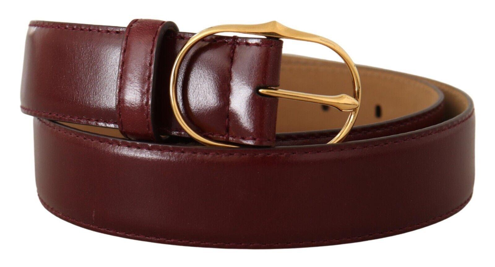 Dolce & Gabbana Bordeaux Leather Gold Metal Oval Buckle Belt - Ellie Belle