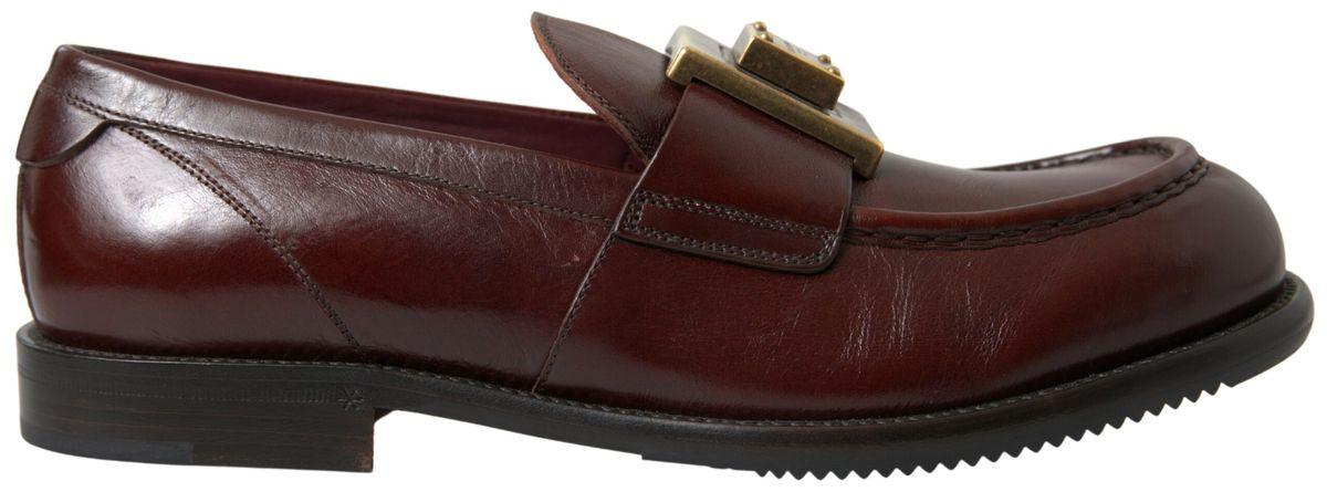 Dolce & Gabbana Bordeaux Leather Loafers Formal Shoes - Ellie Belle