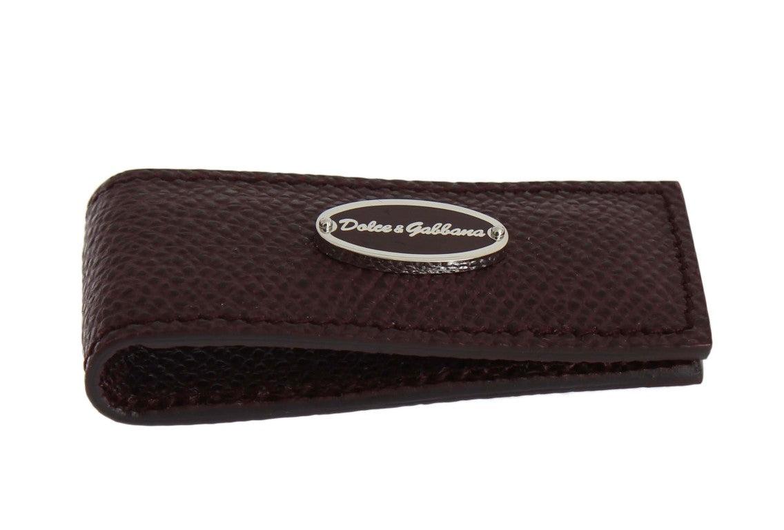 Dolce & Gabbana Bordeaux Leather Magnet Money Clip - Ellie Belle