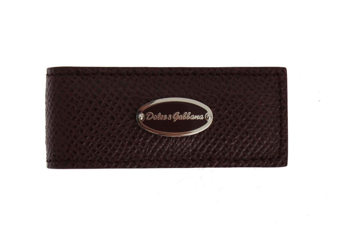 Dolce & Gabbana Bordeaux Leather Magnet Money Clip - Ellie Belle