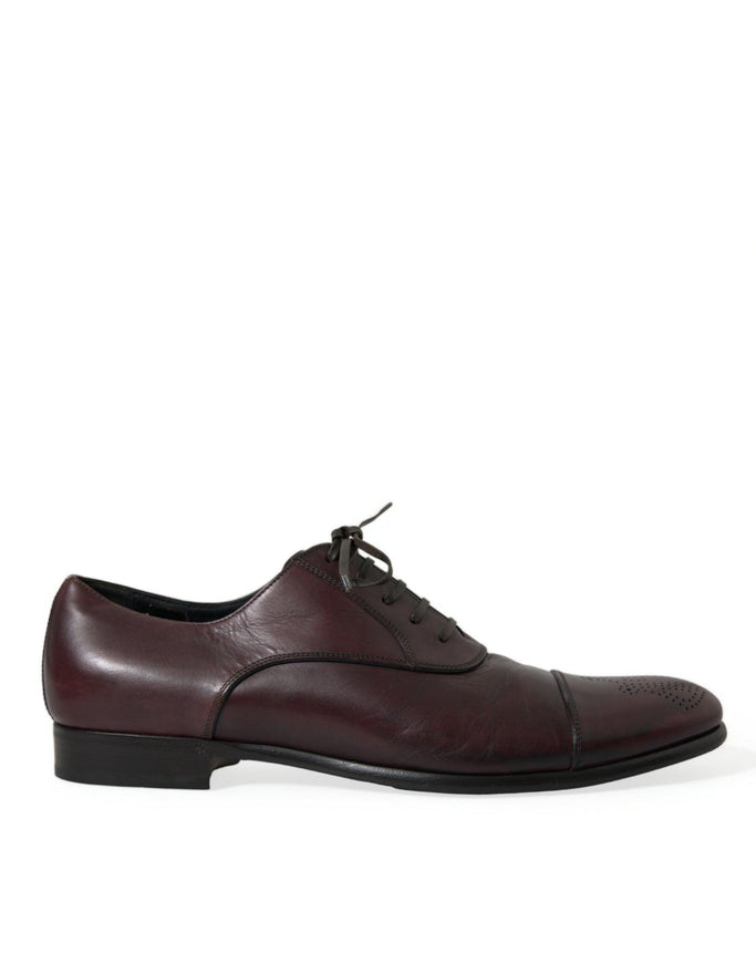 Dolce & Gabbana Bordeaux Leather Men Formal Derby Dress Shoes - Ellie Belle