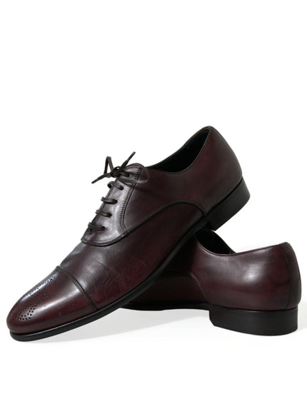 Dolce & Gabbana Bordeaux Leather Men Formal Derby Dress Shoes - Ellie Belle