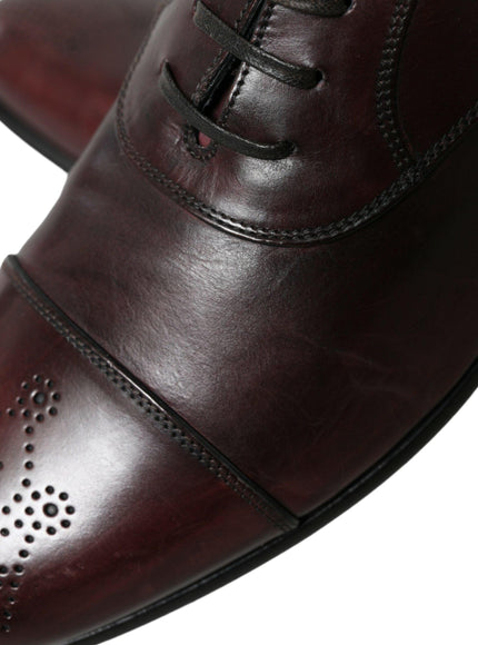 Dolce & Gabbana Bordeaux Leather Men Formal Derby Dress Shoes - Ellie Belle