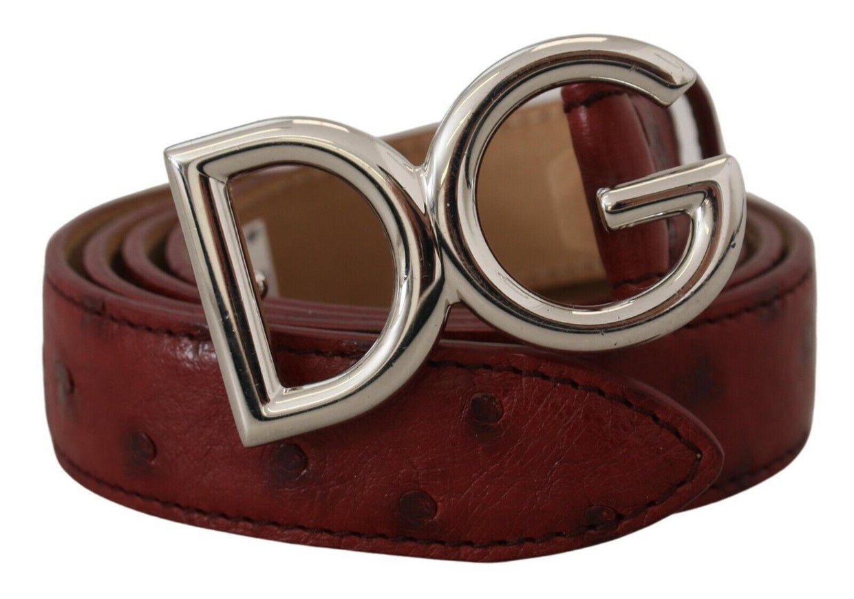 Dolce & Gabbana Bordeaux Leather Silver Logo Metal Buckle - Ellie Belle