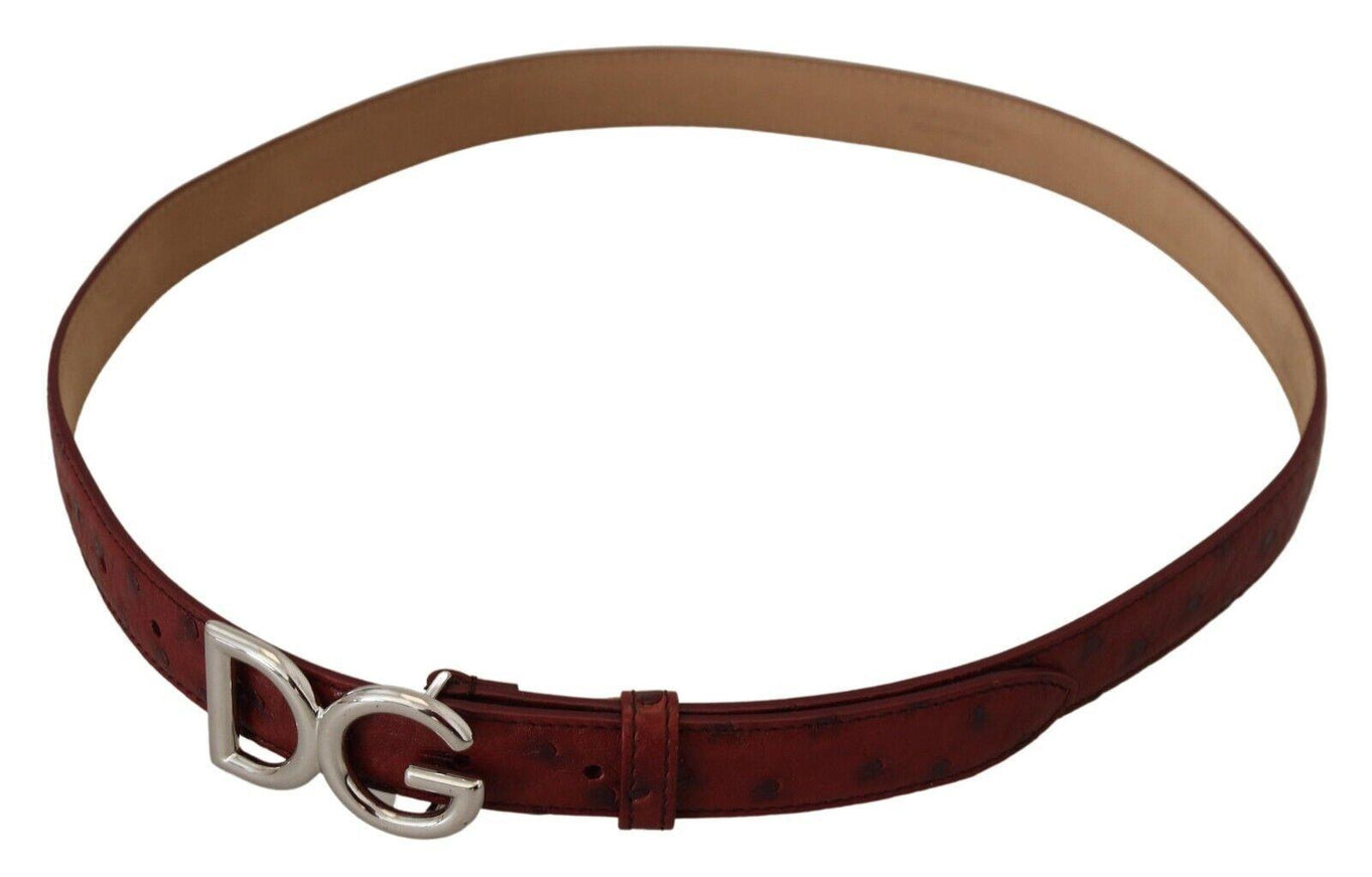 Dolce & Gabbana Bordeaux Leather Silver Logo Metal Buckle - Ellie Belle