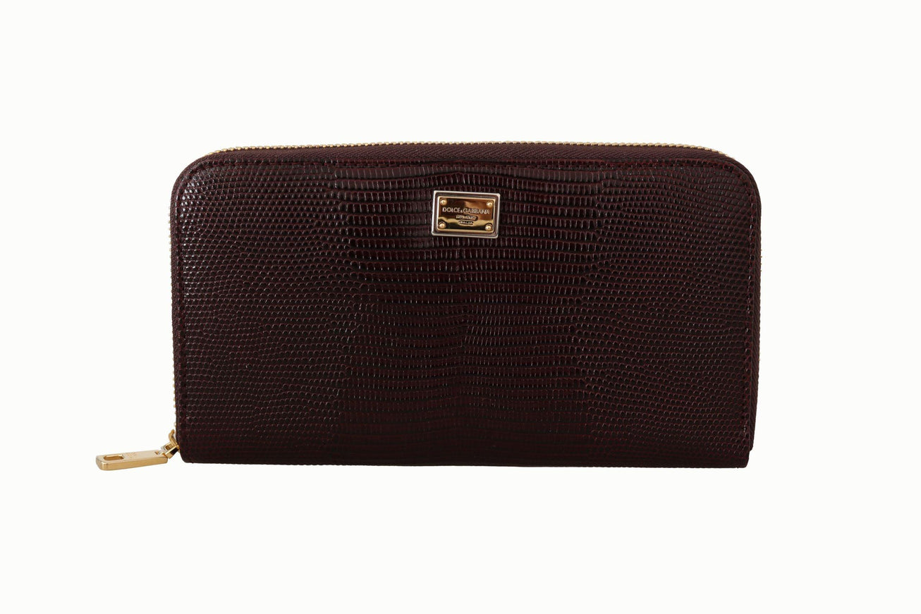 Dolce & Gabbana Bordeaux Leather Zip Around Continental Wallet - Ellie Belle