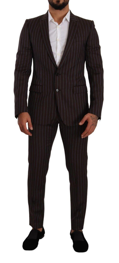 Dolce & Gabbana Bordeaux MARTINI Striped Slim Fit 2 Piece Suit - Ellie Belle