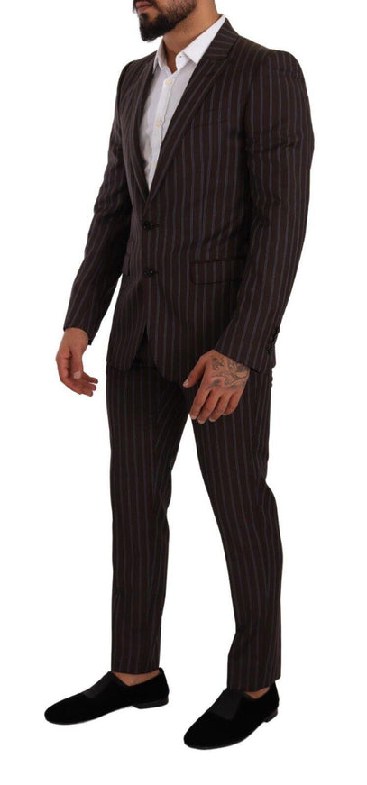 Dolce & Gabbana Bordeaux MARTINI Striped Slim Fit 2 Piece Suit - Ellie Belle