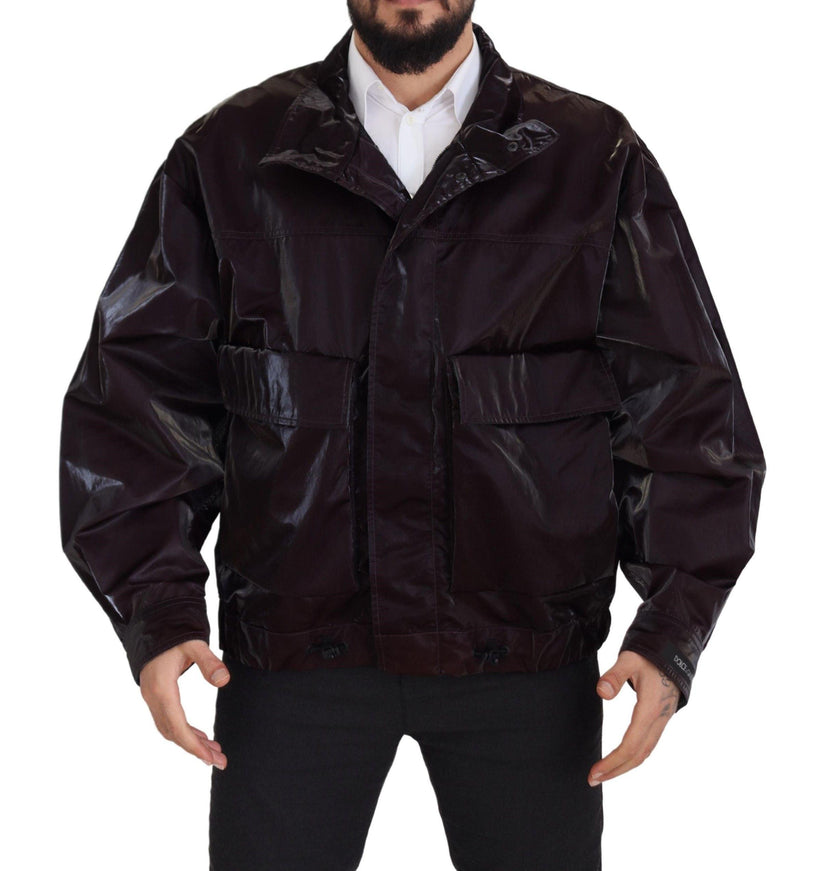 Dolce & Gabbana Bordeaux Nylon Collared Men Coat Jacket - Ellie Belle