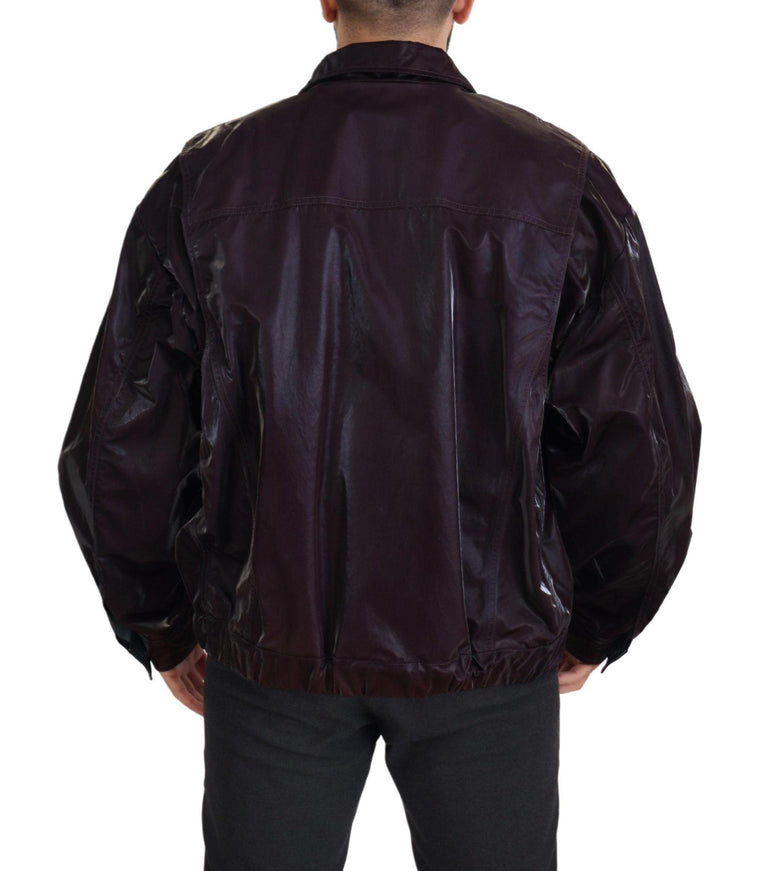 Dolce & Gabbana Bordeaux Nylon Collared Men Coat Jacket - Ellie Belle