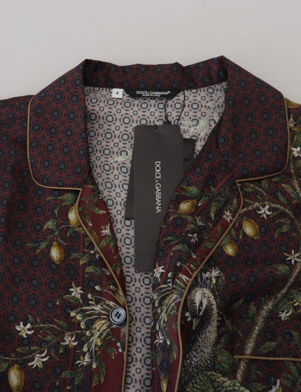 Dolce & Gabbana Bordeaux Ostrich Silk Satin Casual Mens Shirt - Ellie Belle