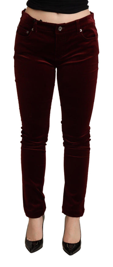 Dolce & Gabbana Bordeaux Red Velvet Skinny Trouser - Ellie Belle