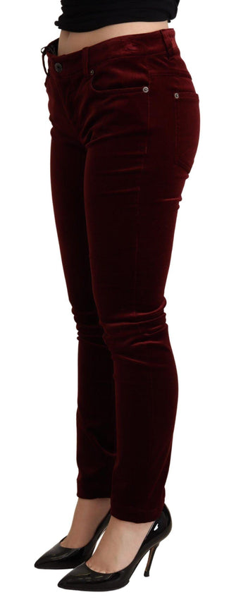 Dolce & Gabbana Bordeaux Red Velvet Skinny Trouser - Ellie Belle