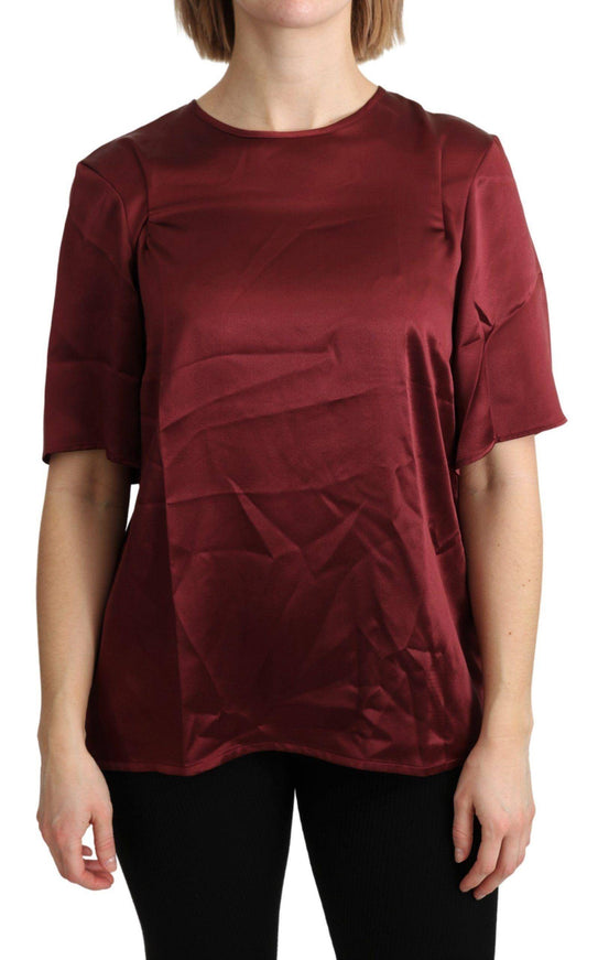 Dolce & Gabbana Bordeaux Roundneck Blouse Silk Top