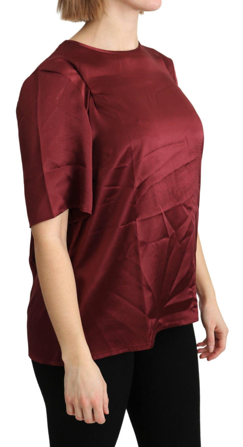 Dolce & Gabbana Bordeaux Roundneck Blouse Silk Top