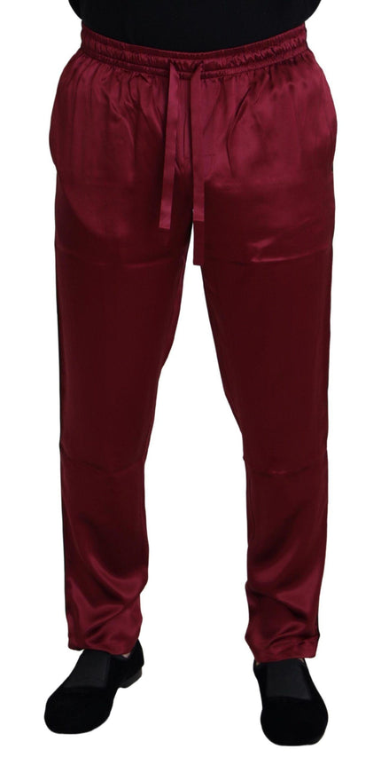 Dolce & Gabbana Bordeaux Silk DG Sleep Lounge Pants - Ellie Belle