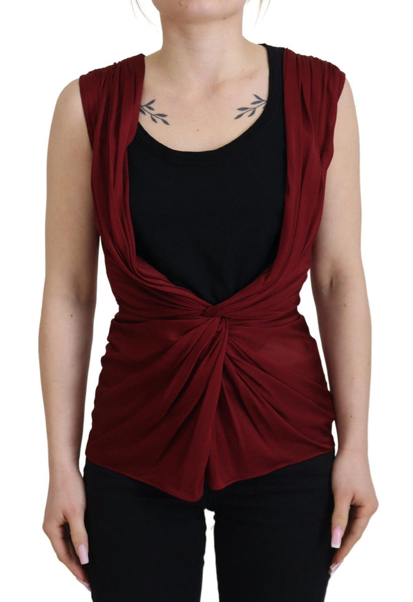 Dolce & Gabbana Bordeaux Silk Stretch Top Vest Blouse - Ellie Belle