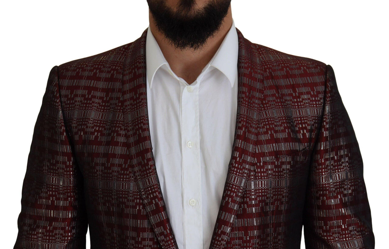 Dolce & Gabbana Bordeaux Silver GOLD Slim Fit Suit - Ellie Belle